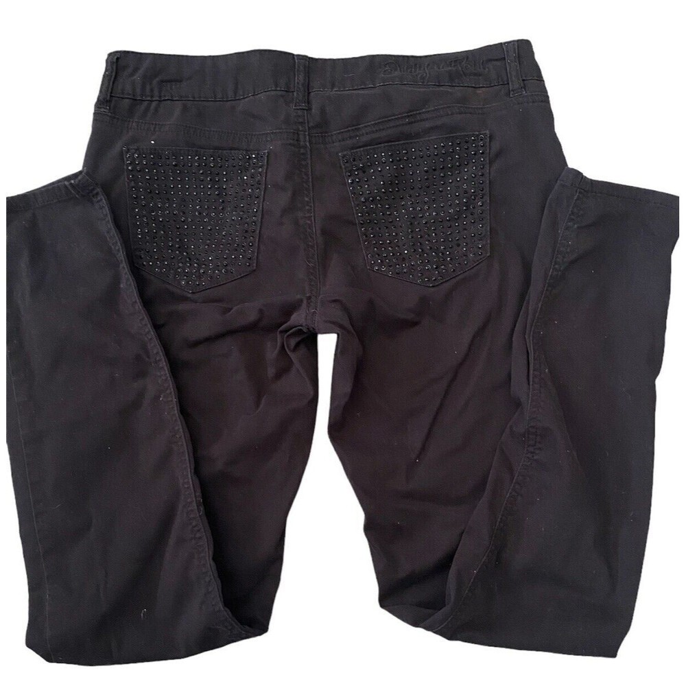 Indigo Rein black skinny Low Rise Y2k Juniors 9 stretch Crystal Embellished